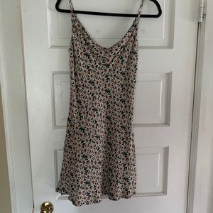 Green floral cowl neck dress
